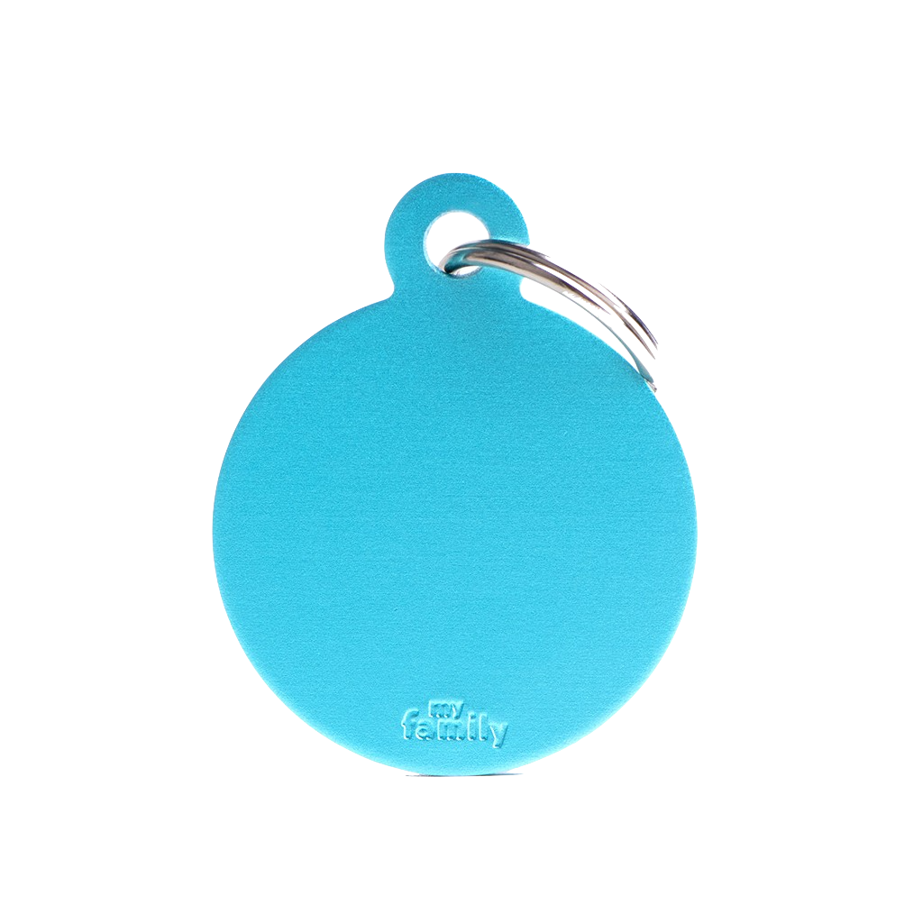 chapa personalizada para perros circulo azul claro