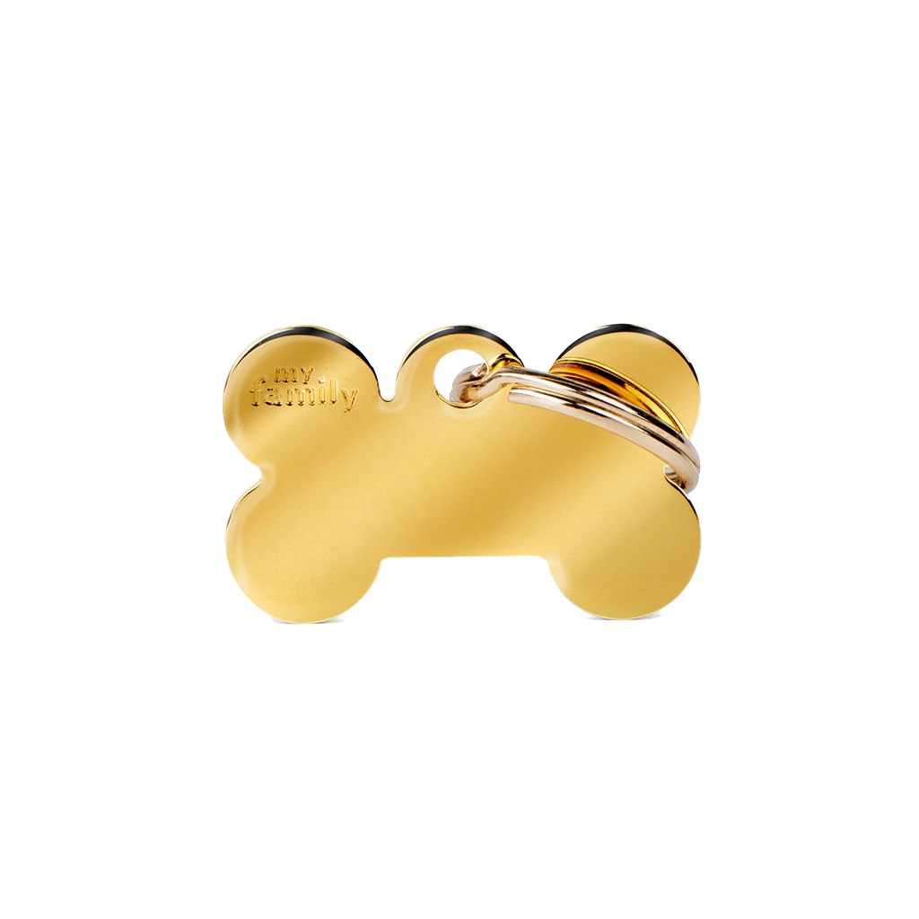 chapa personalizada para perros hueso dorado