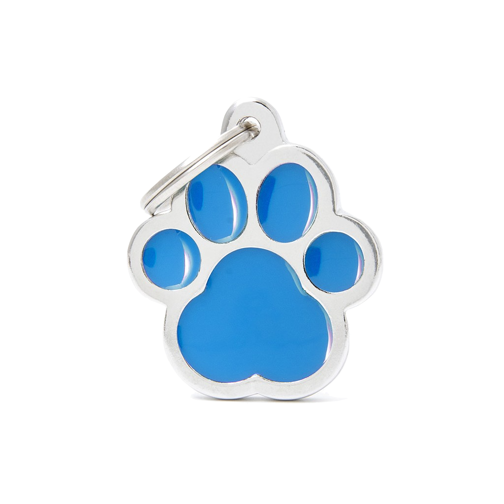 chapa personalizada para perros pata azul